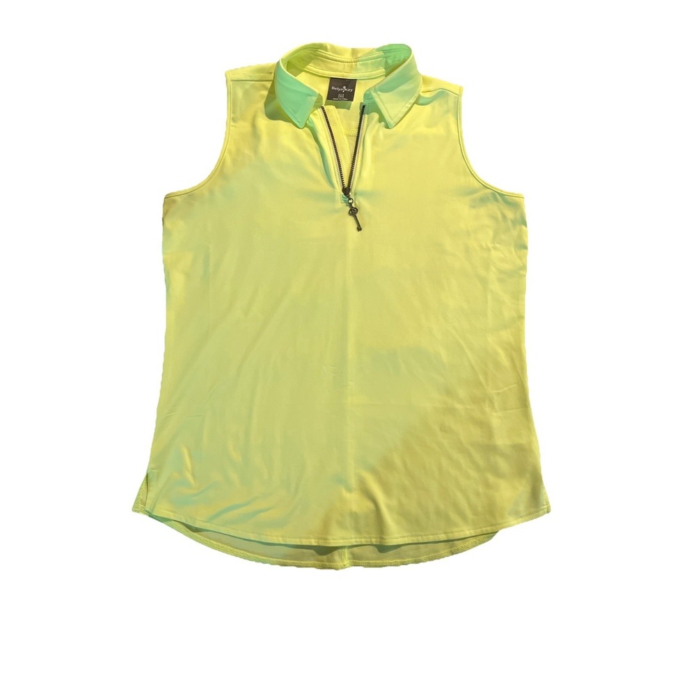 Belyn Key Women's Neon Yellow Keystone Sleeveless Golf Shirt - Size XS